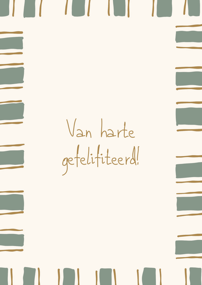 Kaart gefeliciteerd ruitjes kader