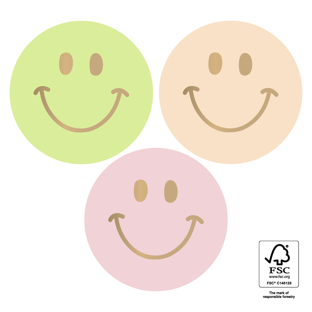 Stickers smileys roze  - 5,5cm 6 stuks