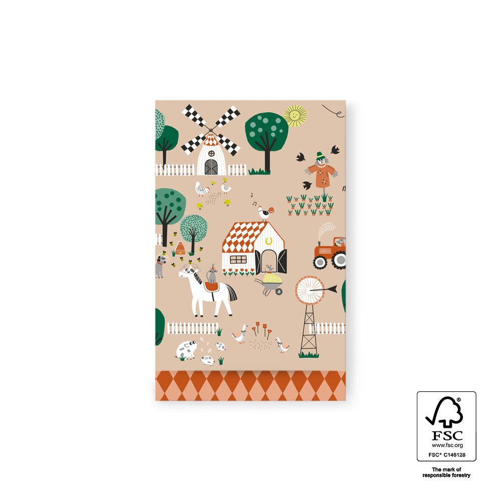 Cadeauzakjes farm beige | 12x19cm | 5 stuks