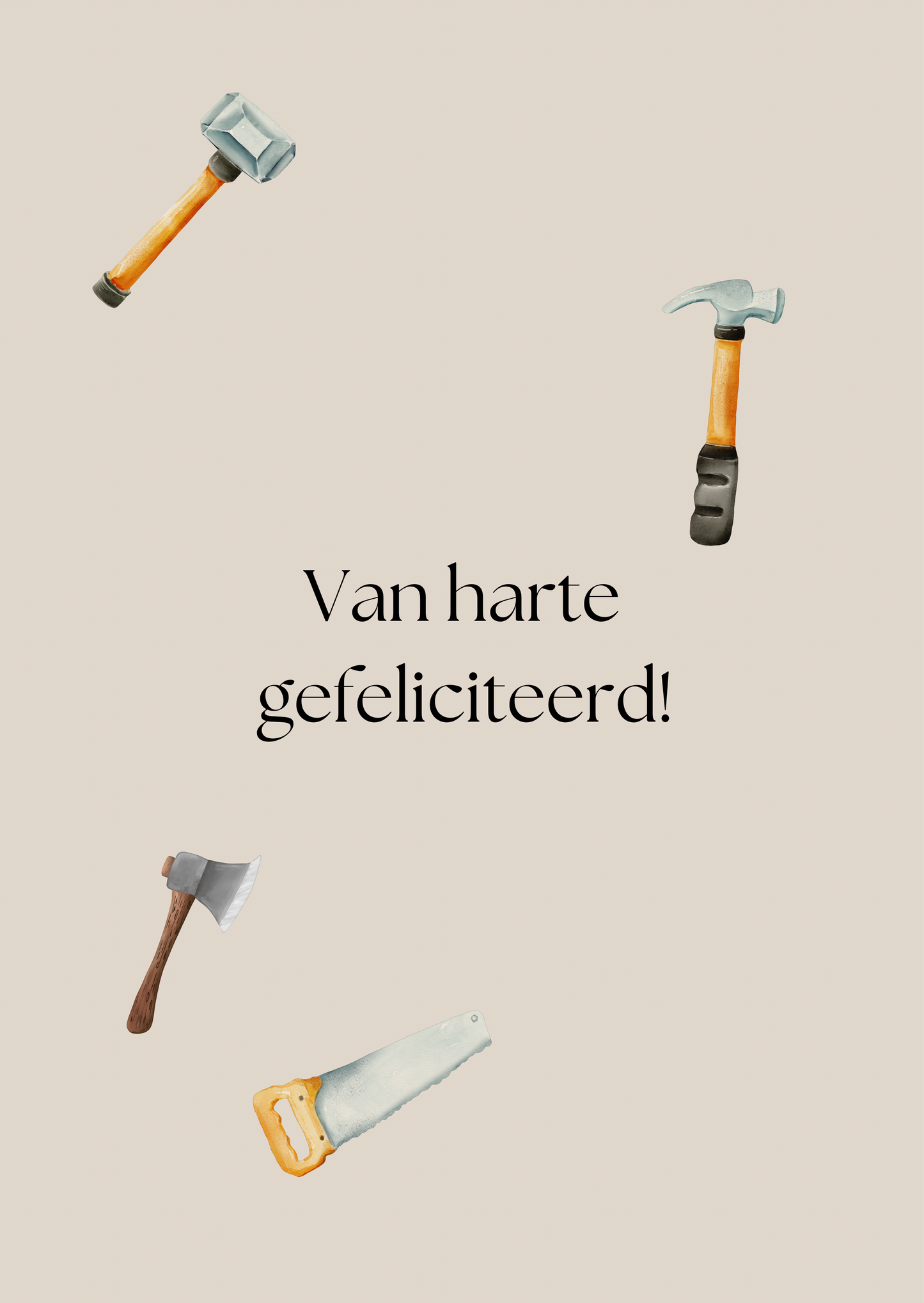 Kaart gefeliciteerd los gereedschap