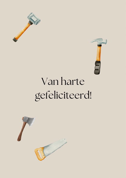 Kaart gefeliciteerd los gereedschap