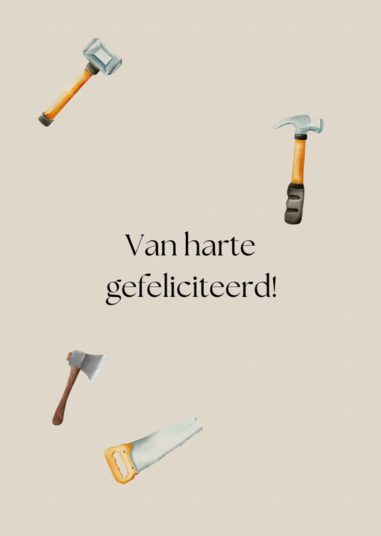 Kaart gefeliciteerd los gereedschap
