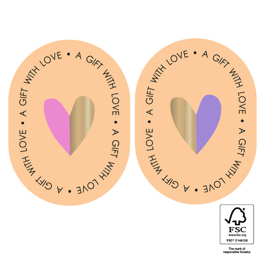 Stickers gift with love - 5,5cm 6 stuks