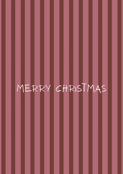 Kerstkaart merry christmas strepen