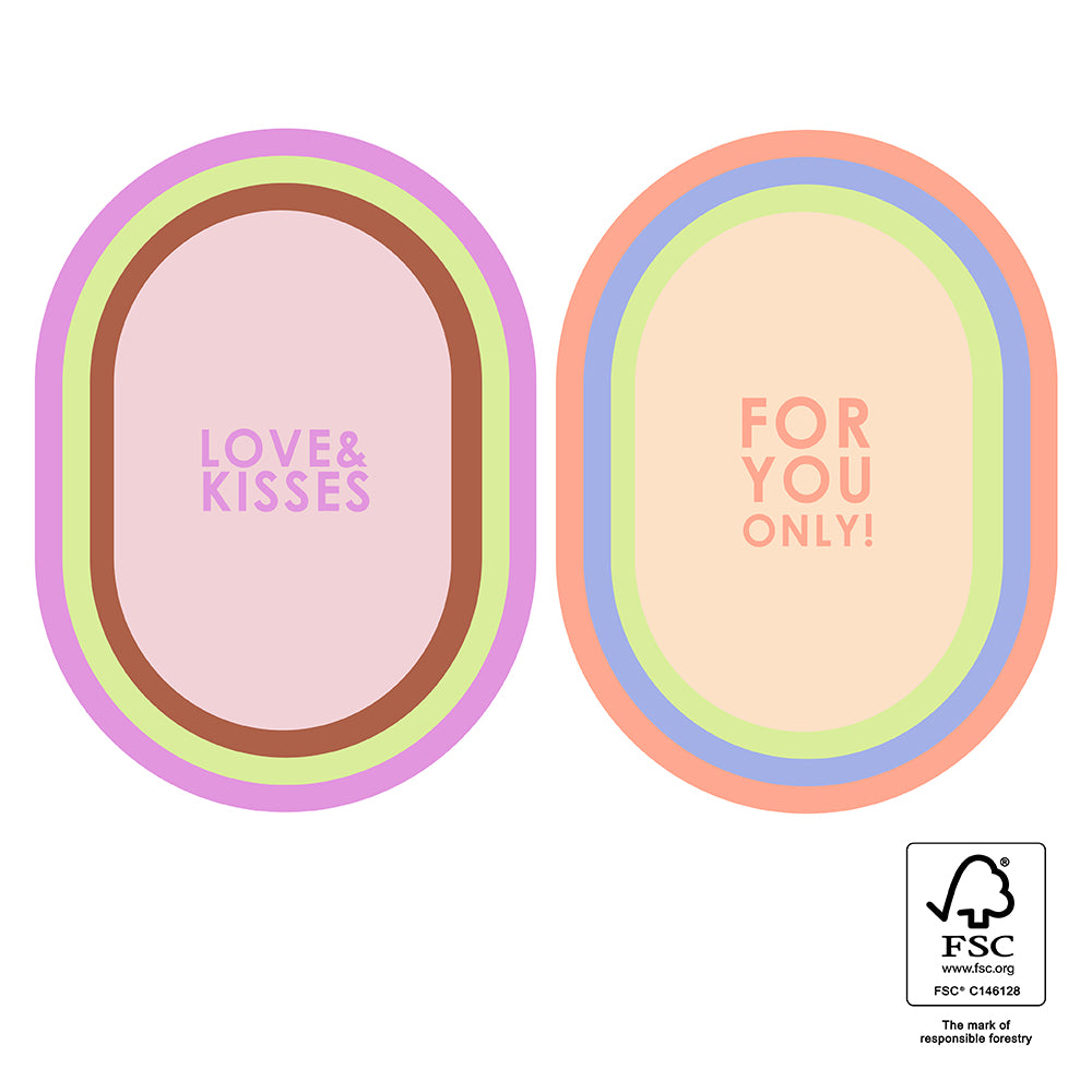Stickers love en kisses - 5,5cm 6 stuks