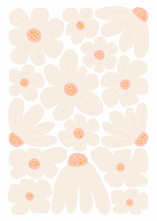 Kaart bloemen beige-roze zonder tekst