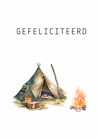 Kaart gefeliciteerd tent