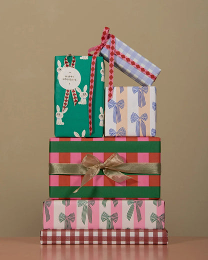 Cadeaupapier strikken roze groen 70cm