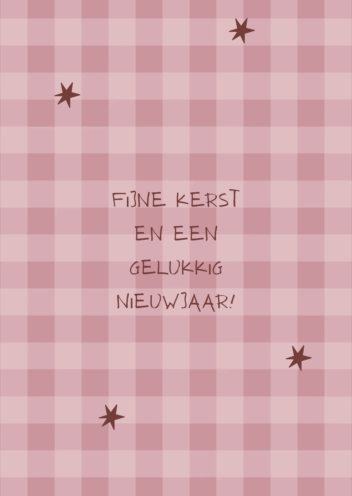 Kerstkaart fijne kerst ruitjes