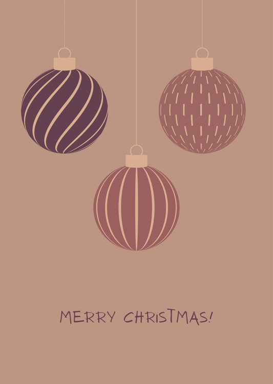 Kerstkaart merry christmas kerstballen
