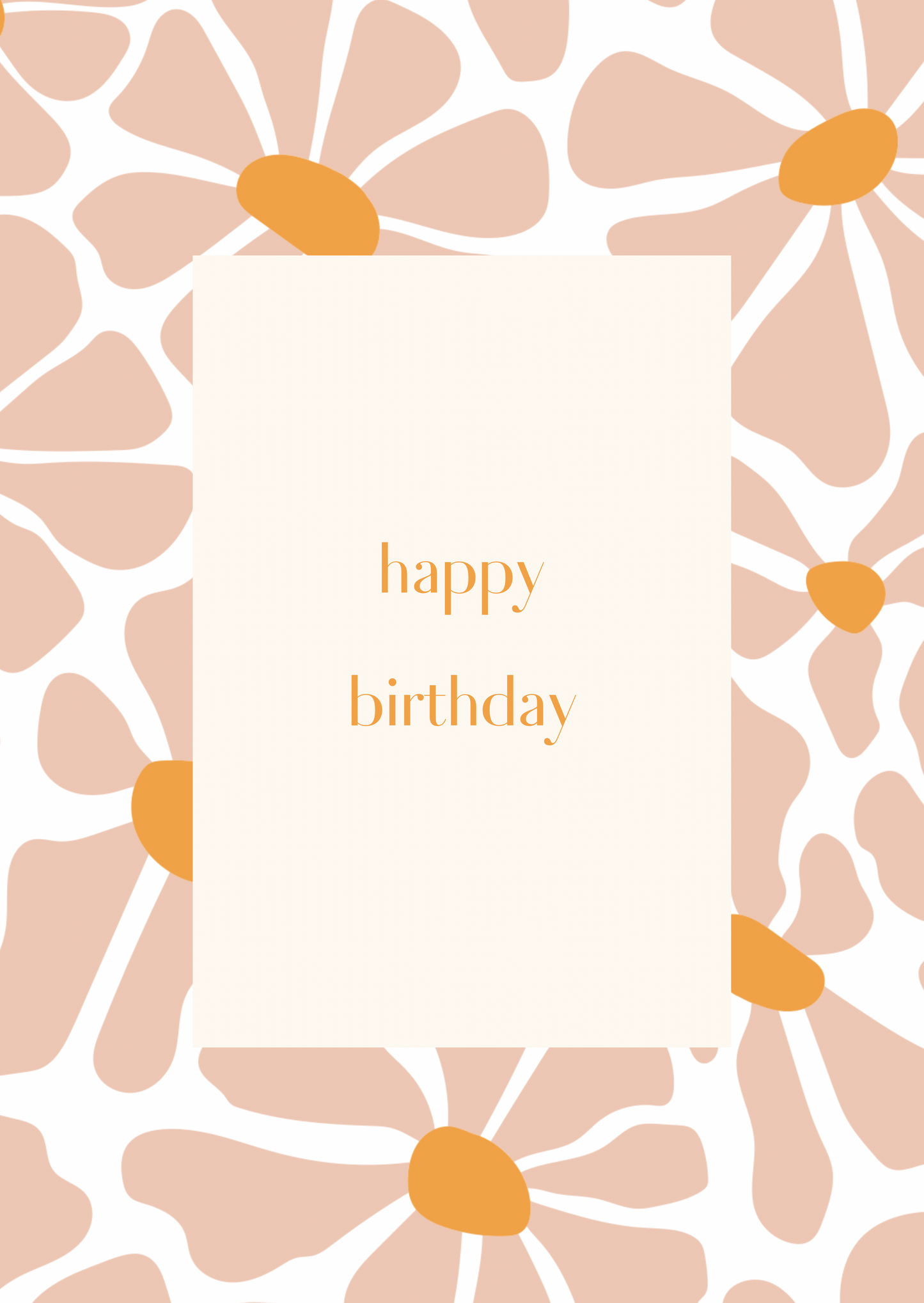 Mini kaart happy birthday bloemen oranje roze