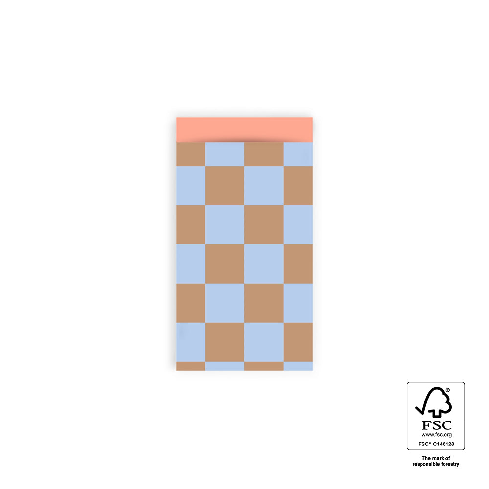 Cadeauzakjes ruitjes blauw | 7x13cm | 5 stuks