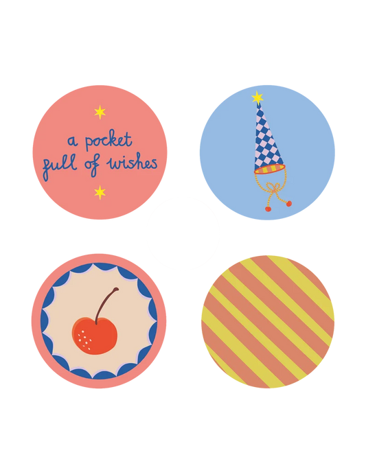 Stickers party hat mixed - 5cm 12 stuks