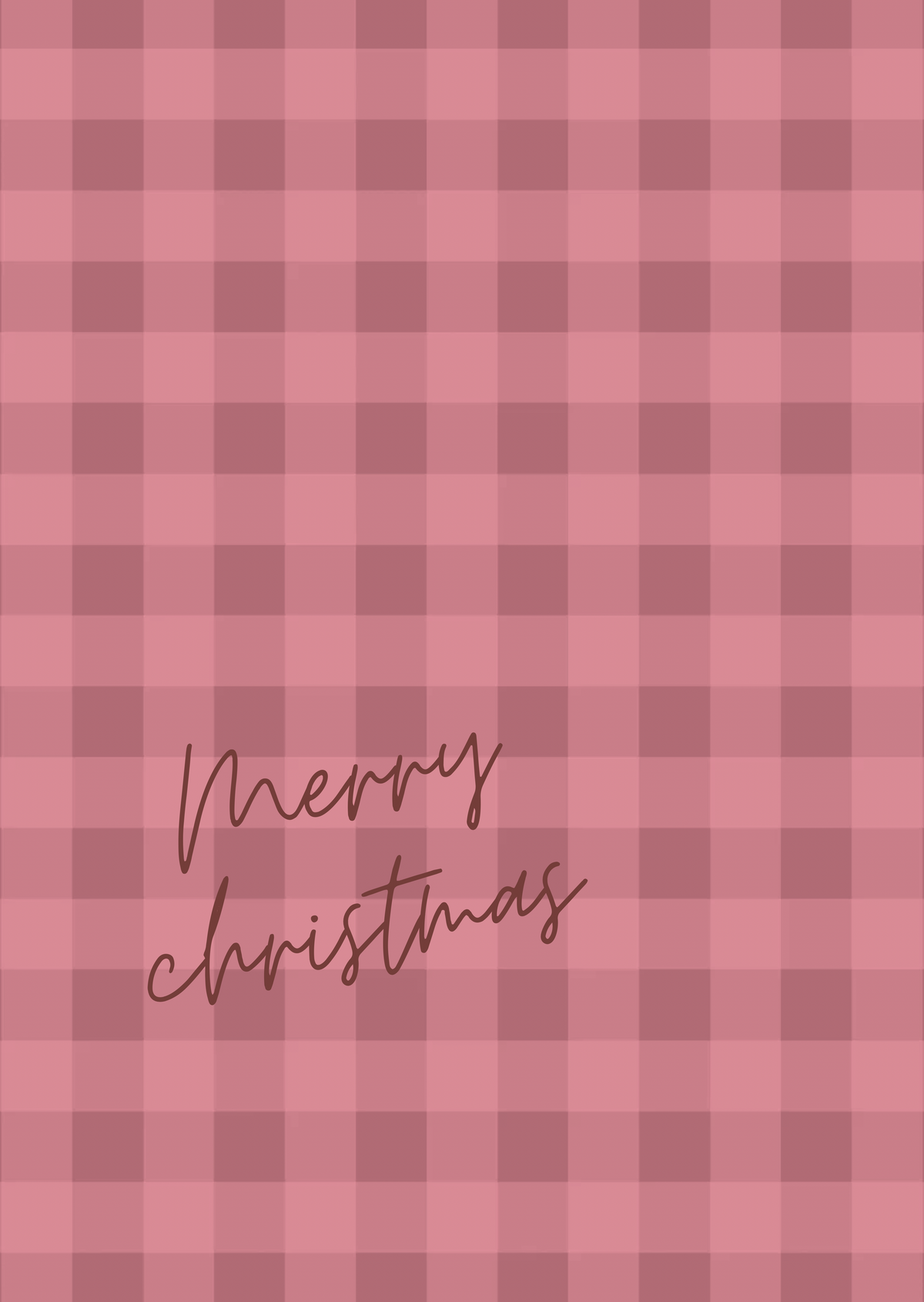 Kerstkaart merry christmas ruitjes