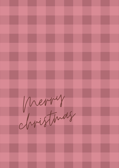 Kerstkaart merry christmas ruitjes