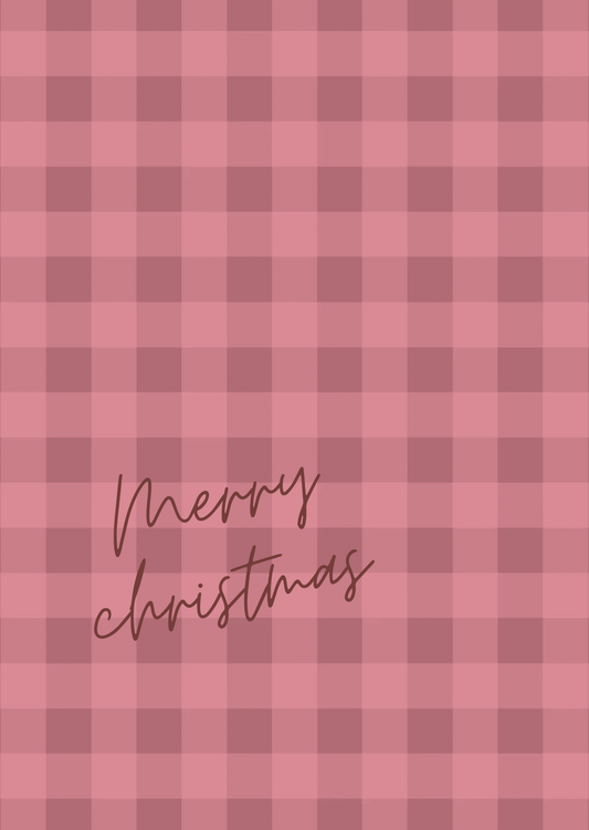 Kerstkaart merry christmas ruitjes