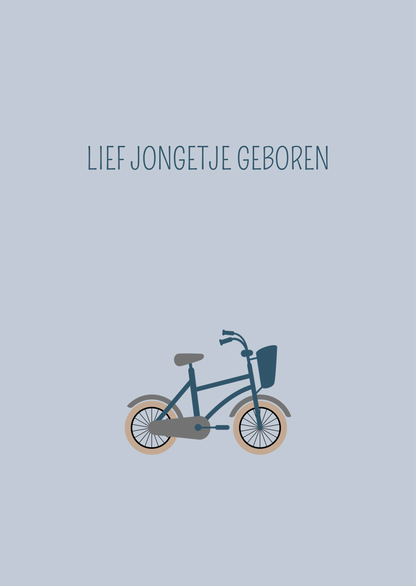 Mini kaart lief jongetje geboren fietsje