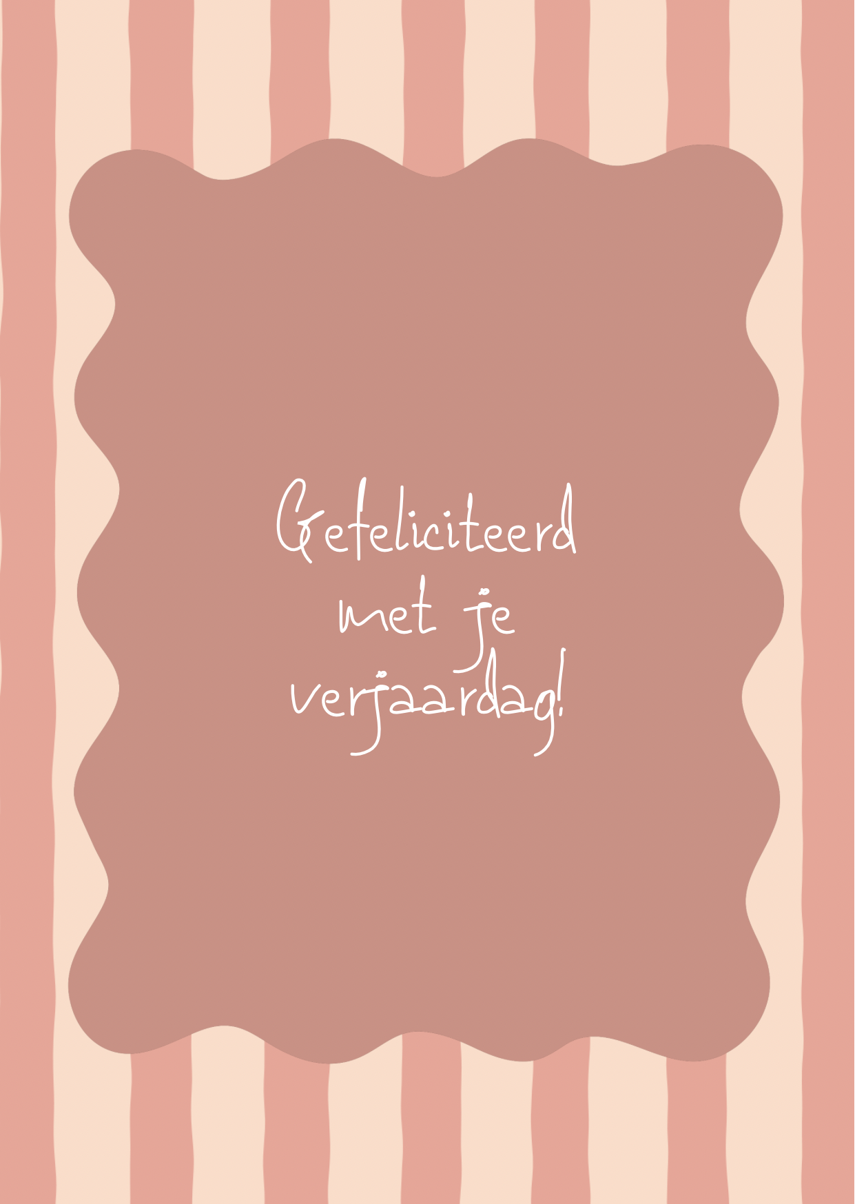 Kaart gefeliciteerd verjaardag roze streep