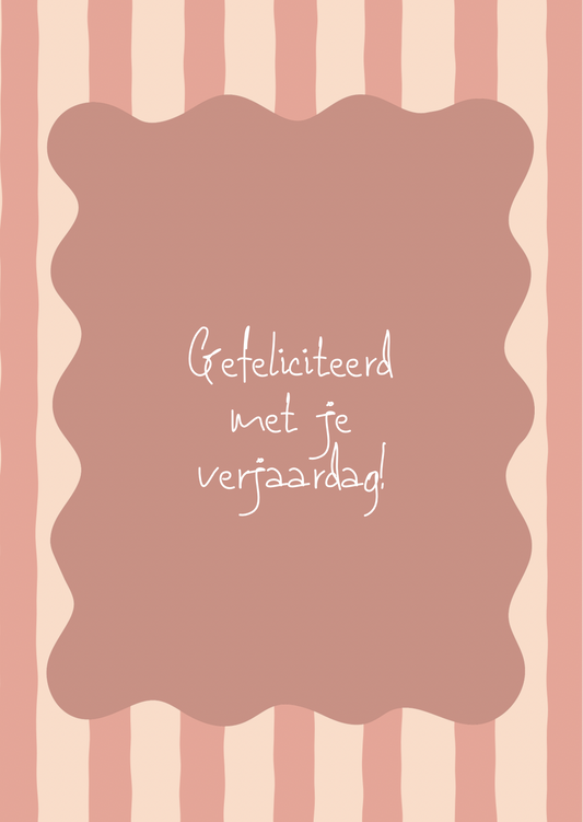 Kaart gefeliciteerd verjaardag roze streep