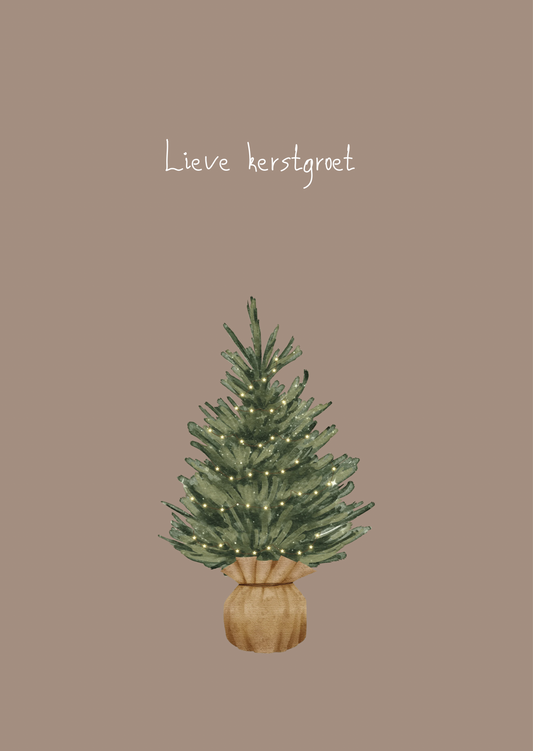 Kerstkaart lieve kerstgroet boompje