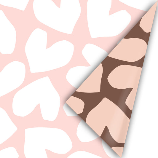 Cadeaupapier hartjes roze 50cm