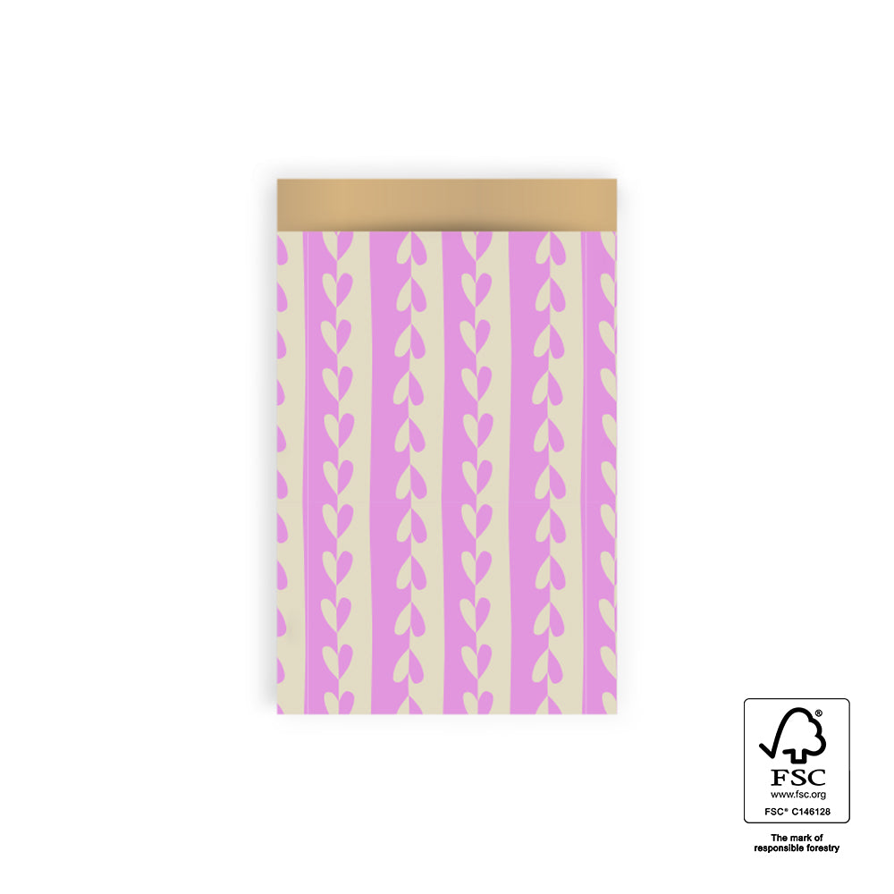Cadeauzakjes hearts mini pink gold | 12x19cm | 5 stuks