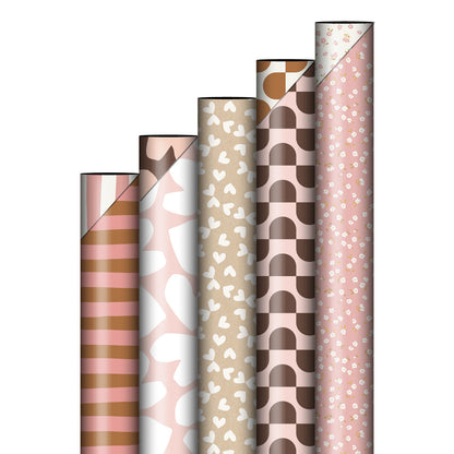 Set 5 rollen cadeaupapier 50cm calm base