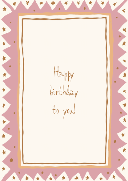 Kaart happy birthday roze kader