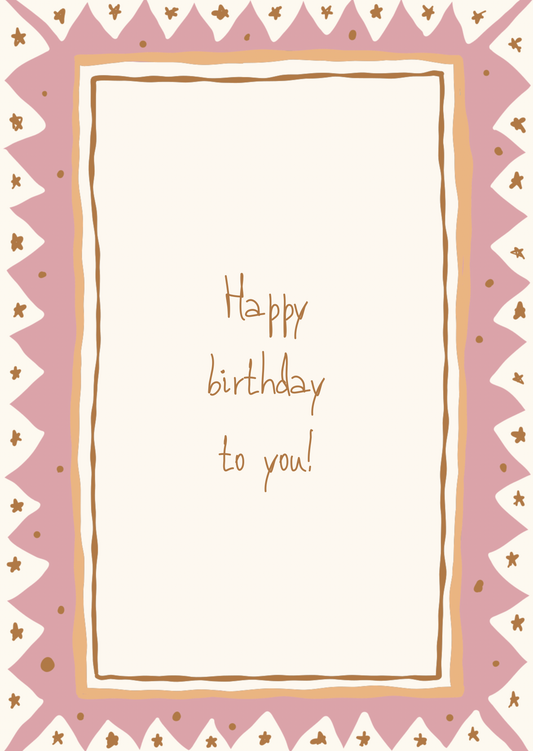 Kaart happy birthday roze kader