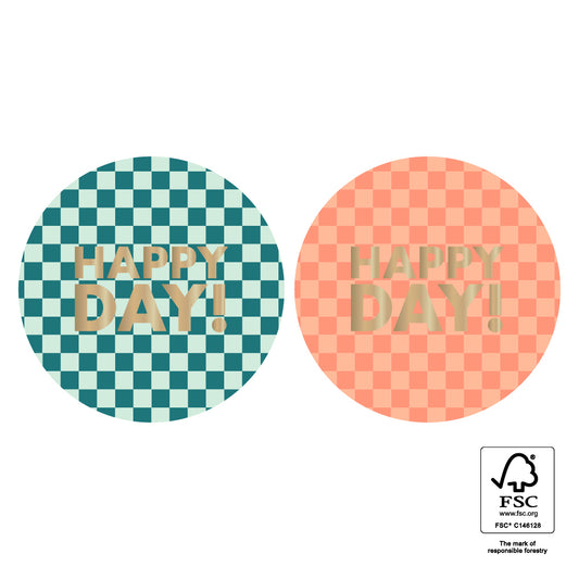 Stickers happy day - 5,5cm 6 stuks
