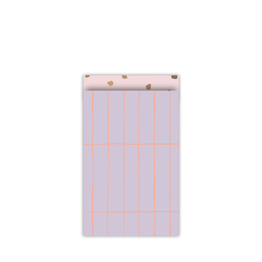 Cadeauzakje strepen lila/neon | 12x19cm | 5 stuks