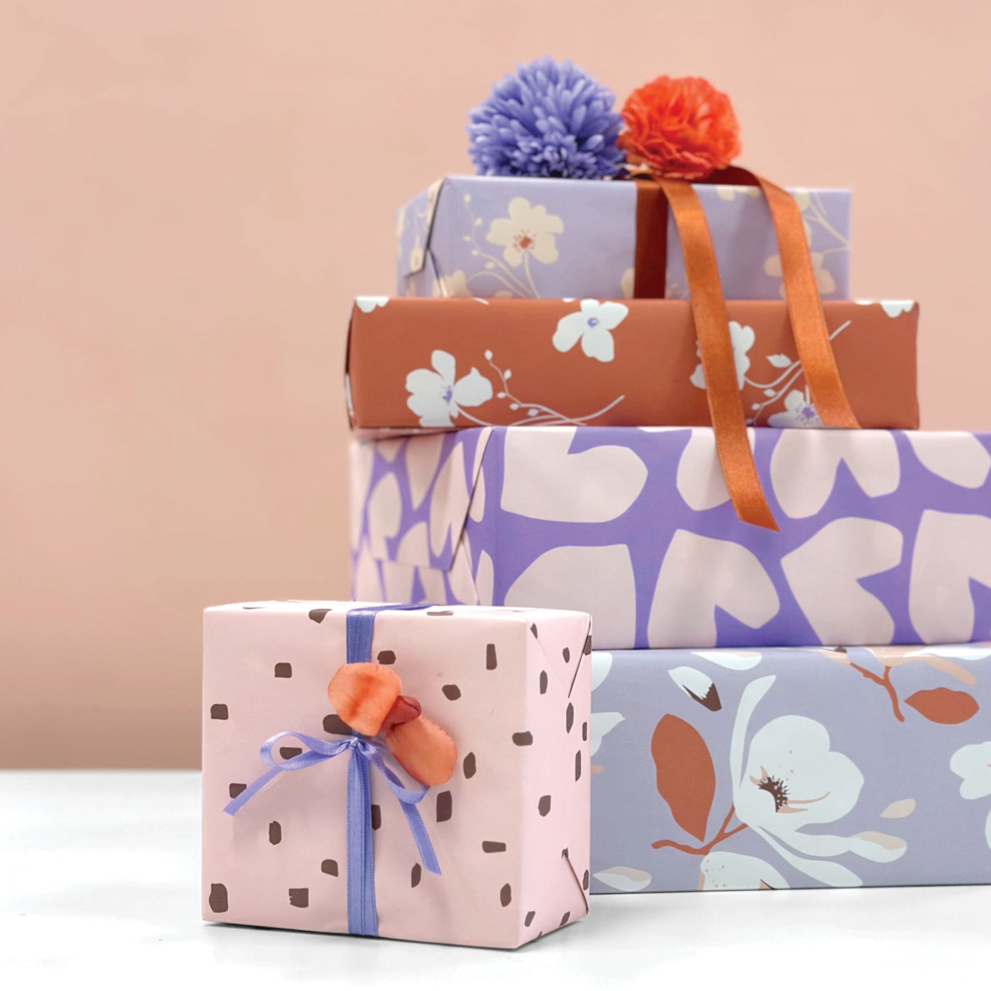 Set 5 rollen cadeaupapier 50cm warm