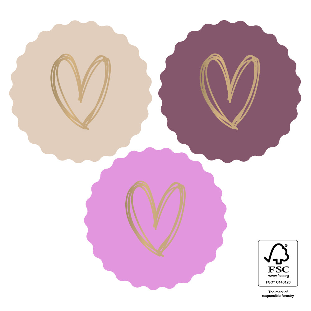 Stickers hartje roze-beige  - 5,5cm 6 stuks