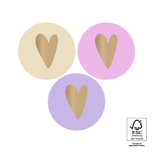 Stickers hartjes roze-paars - 3,5cm 6 stuks