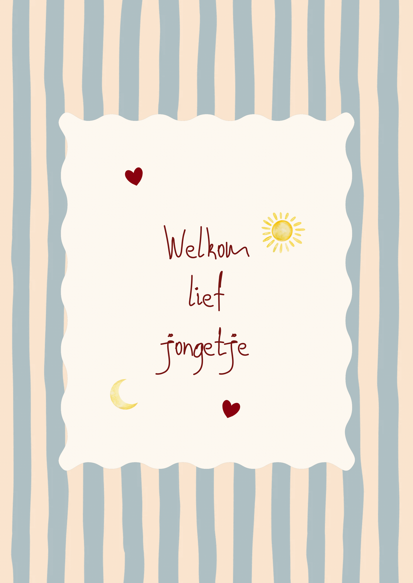 Kaart welkom lief jongetje zon en maan
