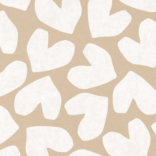 Cadeaupapier hartjes kraft wit 50cm