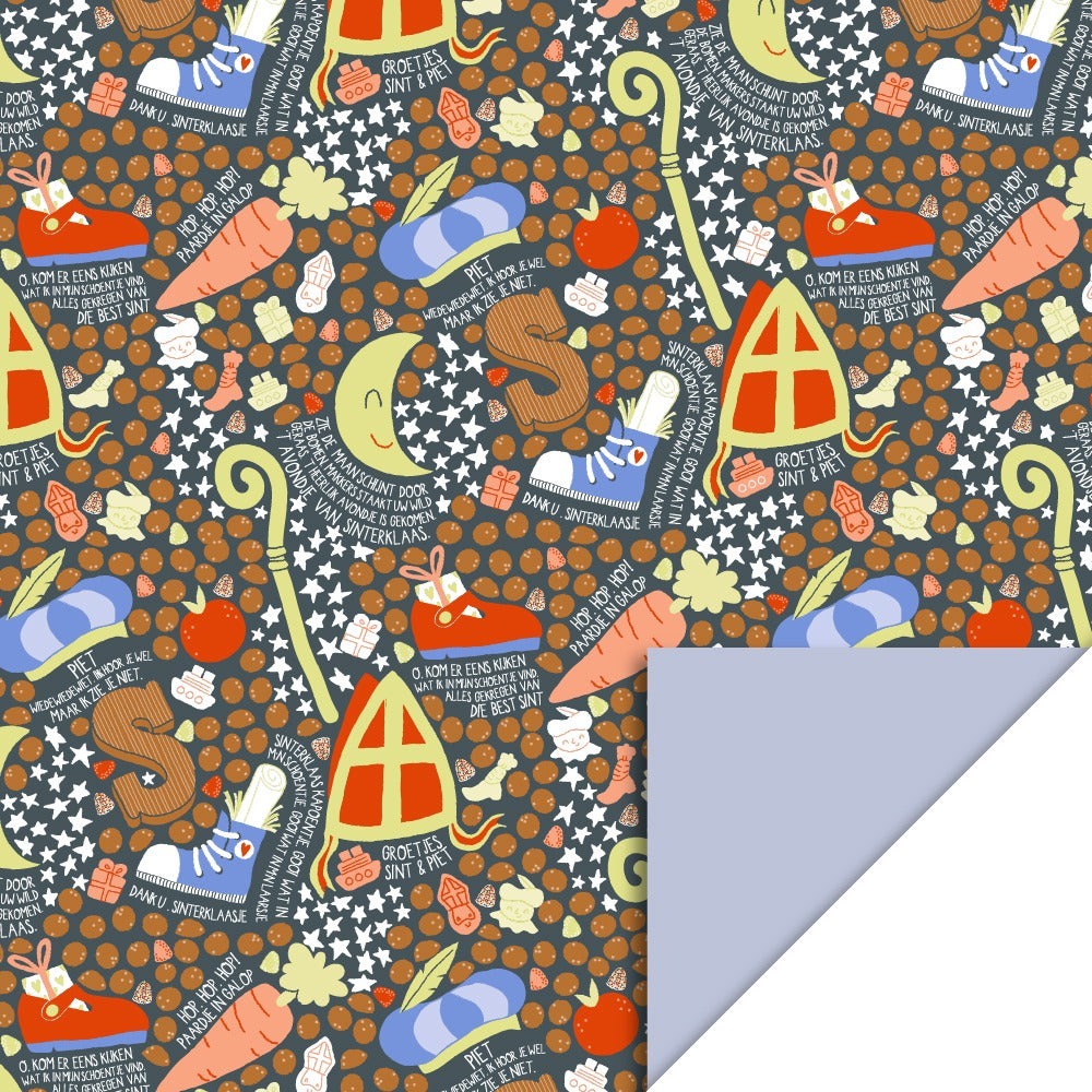 Cadeaupapier Sint feest blauw 70cm