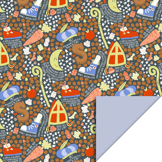 Cadeaupapier Sint feest blauw 70cm