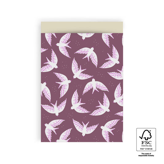 Cadeauzakje birds beet red biscuit | 17x25cm | 5 stuks