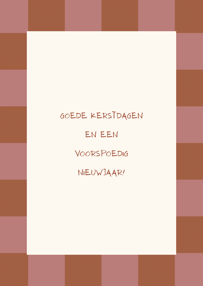 Kerstkaart goede kerstdagen ruitjes rand