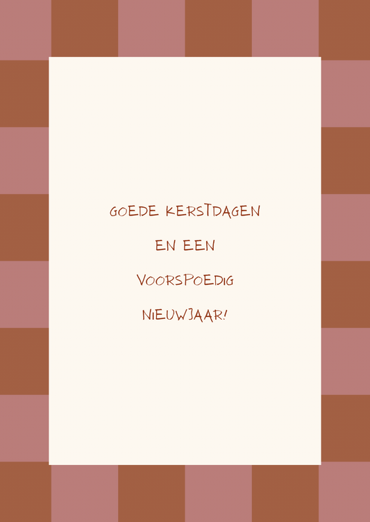 Kerstkaart goede kerstdagen ruitjes rand