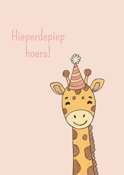 Kaart hieperdepiep hoera giraf