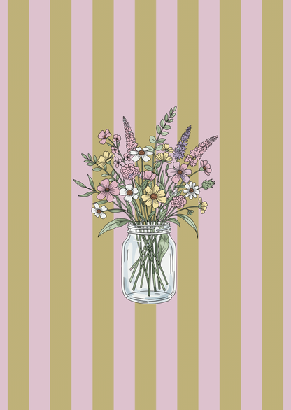 Mini kaart vaas met bloemen