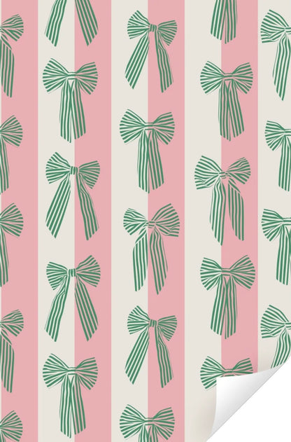 Cadeaupapier strikken roze groen 70cm