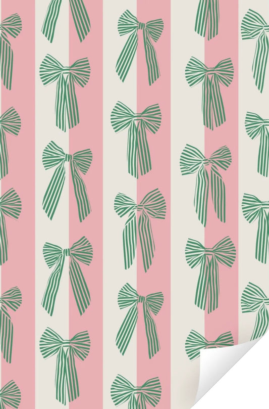 Cadeaupapier strikken roze groen 70cm