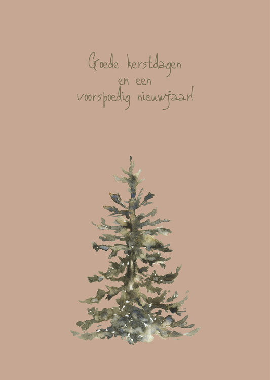Kerstkaart goede kerstdagen boom