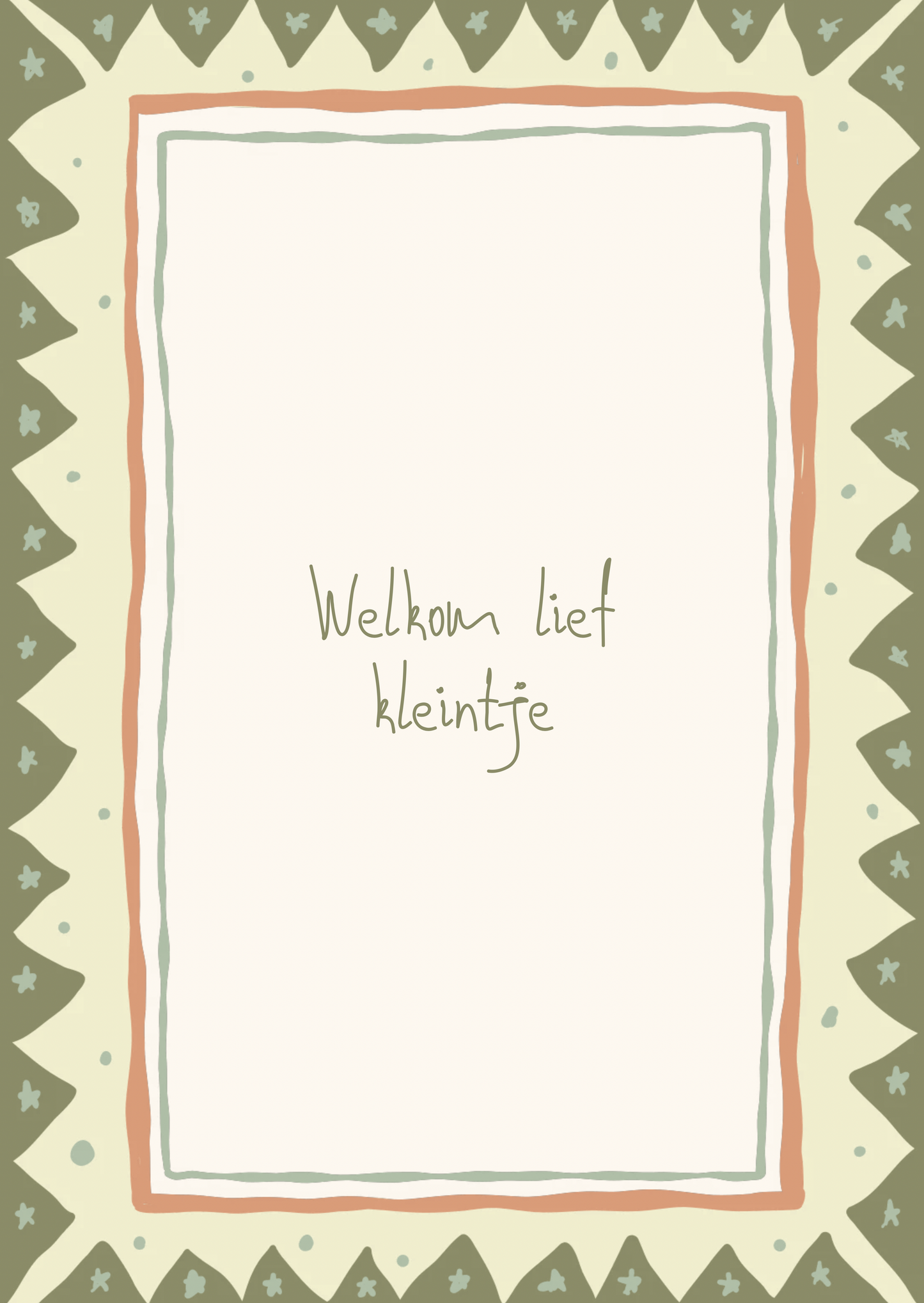 Kaart welkom lief kleintje kader groen