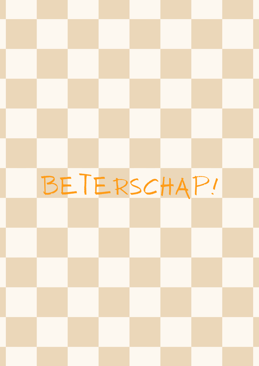 Kaart beterschap ruitjes