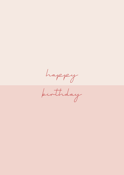 Kaart happy birthday roze-rood