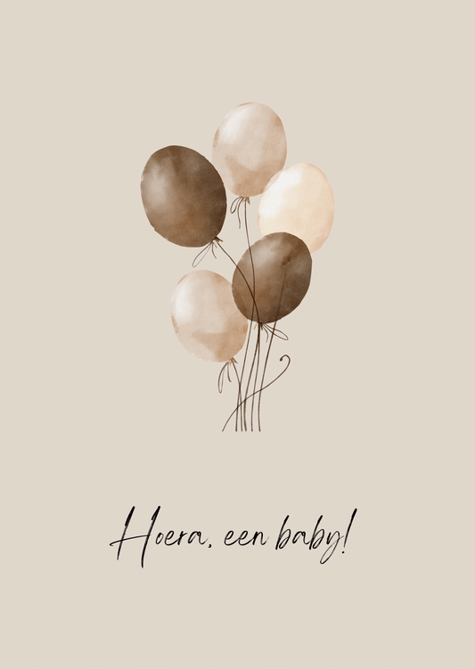 Kaart hoera een baby ballonnen